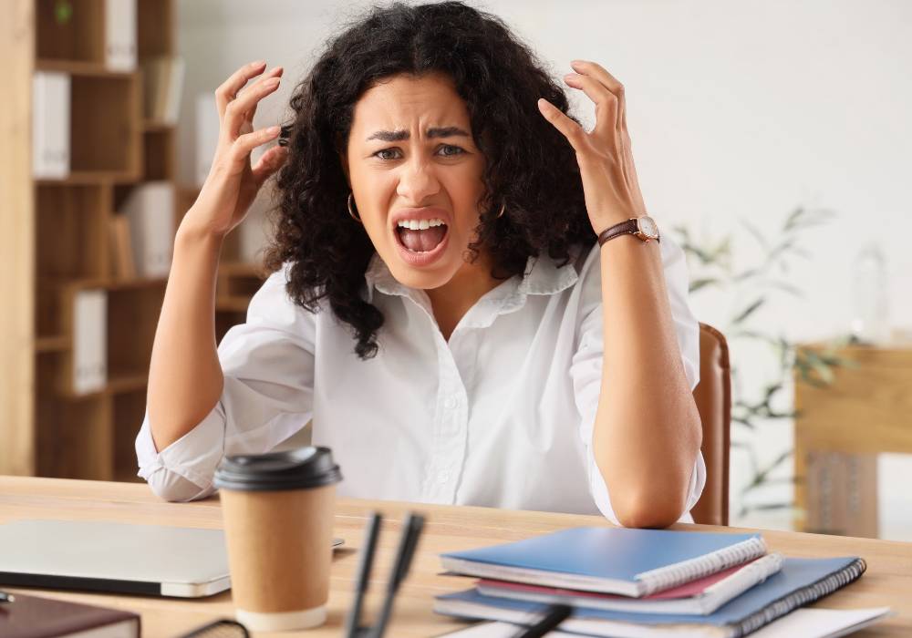 Woman experiencing anger during menopause